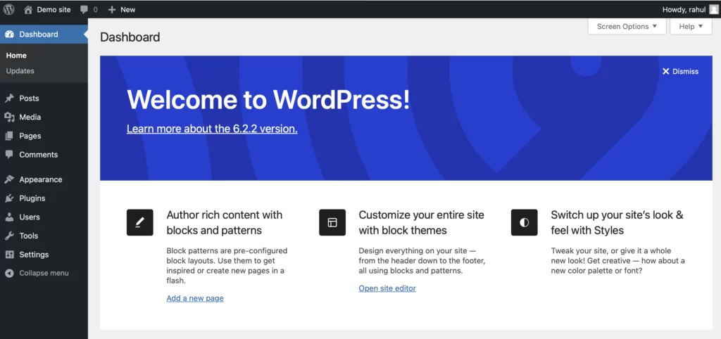 Wordpress Admin Area