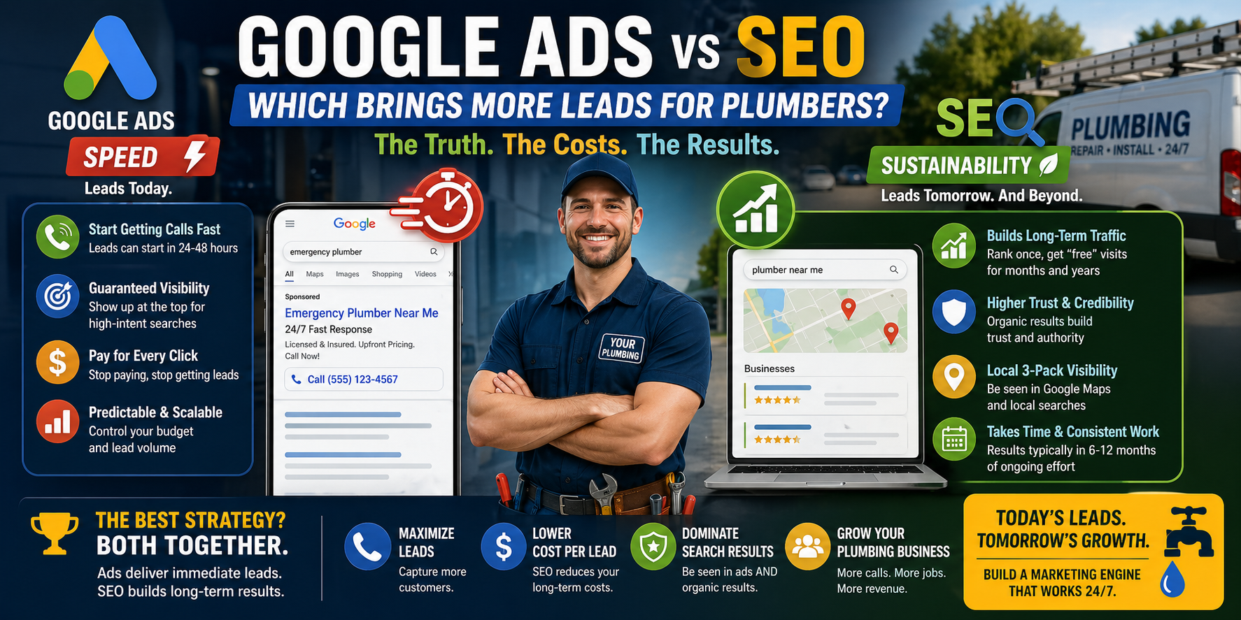 Google Ads vs SEO for plumbers