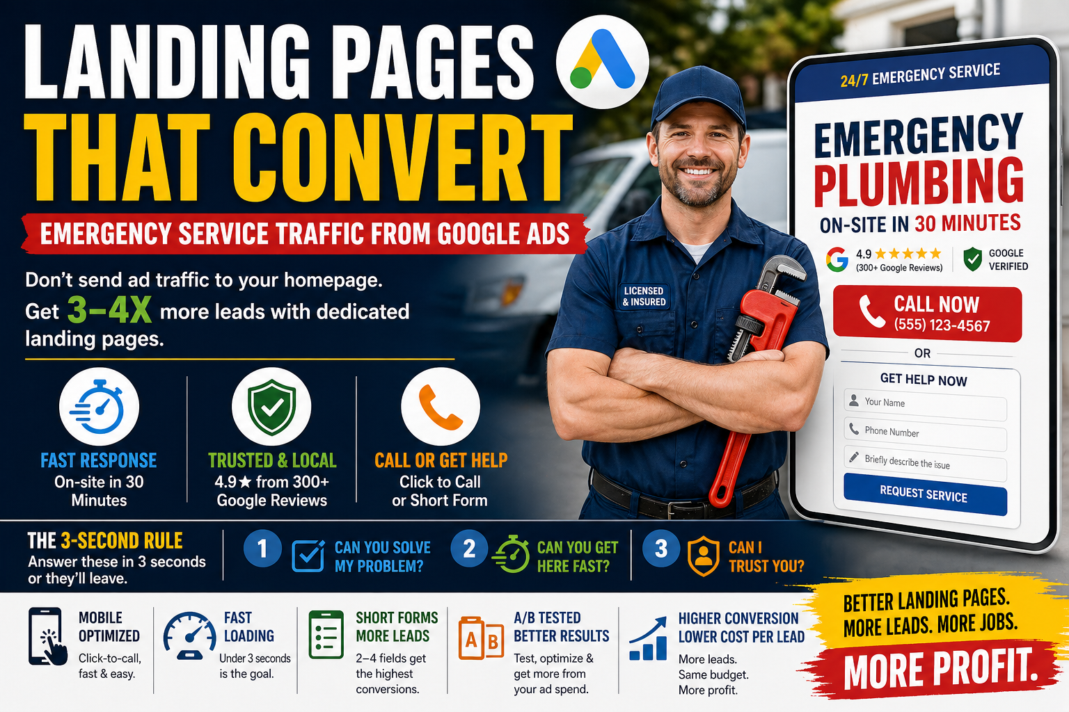 Landing pages for plumbers services